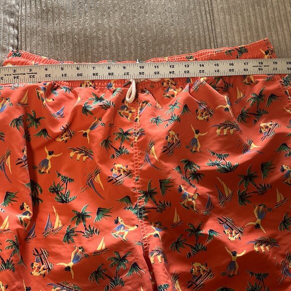 Polo Ralph Lauren Men XLT Swim Trunks Short Orange Hawaiian Print NWOT - Picture 6 of 10